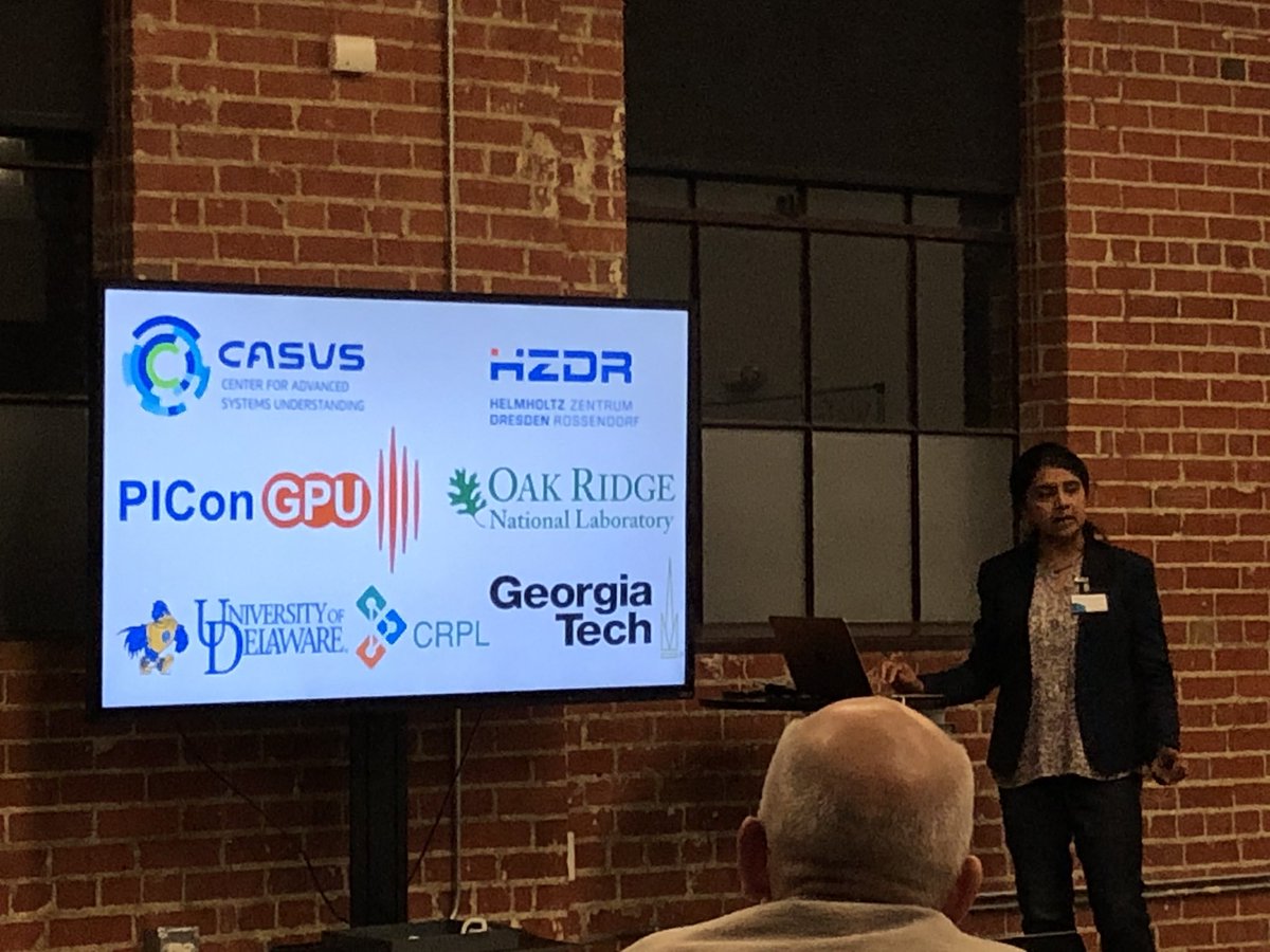 ArghyaC007's tweet image. First look at #PIConGPU (one of the CAAR projects for Frontier Supercomputer) baseline results on the @OLCFGOV #SummitSupercomputer presented by @sunitachandra29, at @OpenPOWERorg workshop. 

@Supercomputing @openPMD @HZDR_Dresden @psychocoderHPC @axccl @nicholasmalaya