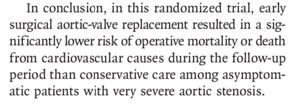 vass_vassiliou's tweet photo. Early surgery in asymptomatic very severe aortic stenosis did better than conservative symptom-based timing @NEJM - a guideline-changing paper- waiting for @EVoLVeD_trial &amp; @easyas_trial @MarcDweck @PPibarot @cardiopole @MadalinaGarbi #EPeeps #cardioed #EchoFirst #WhyCMR #TAVR https://t.co/Mq8P4r2any