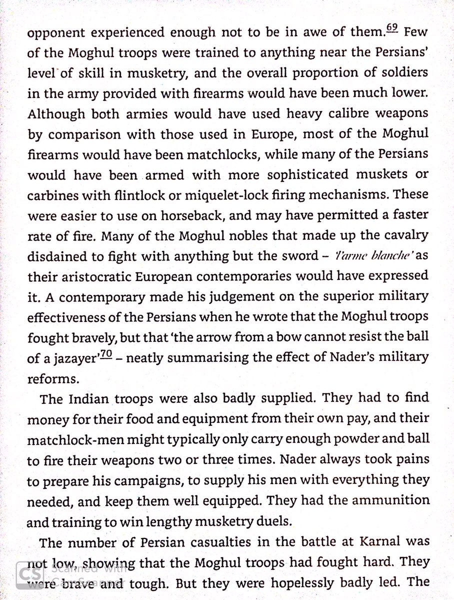 Persian victory over Mughals due to better artillery & muskets, better logistics, & smaller more maneuverable units.