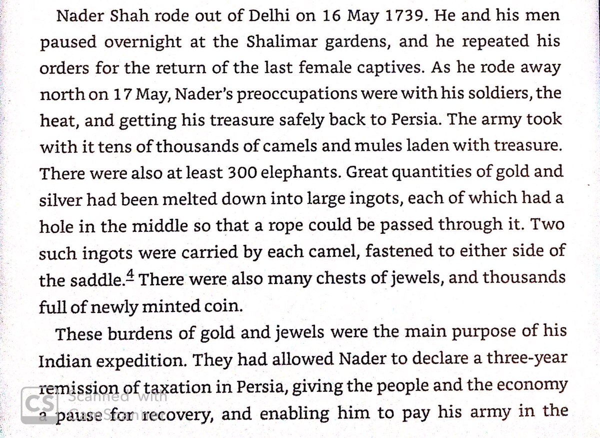 Nader sacked Delhi, plundering $9.8 billion in today’s money, a similar amount to total French war expenses in the 7 Years War. Tens of thousands of  were needed to bring the plunder to Iran.