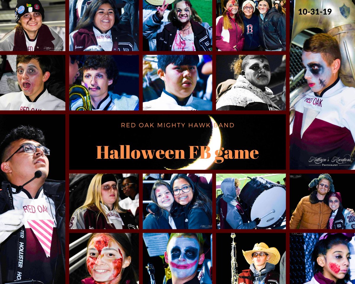 Red_Oak_Band's tweet photo. The Mighty Hawk Band dressed up and performed Thriller at the Halloween game on October 31, 2019! Pictures courtesy of @Hodge4lifeK 
@redoakisd https://t.co/0BNY34xCJ7