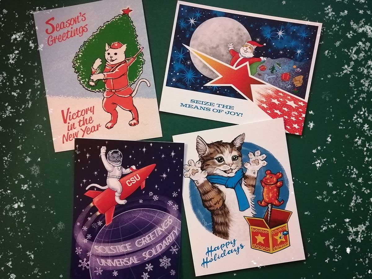 My cat holiday postcards are printed and cut. They will make their debut tomorrow at the Trinity Bellwoods Flea, (Nov 17th, 10-5, 1087 QueenWest Toronto). #torontocats #thetrinitybellwoodsflea