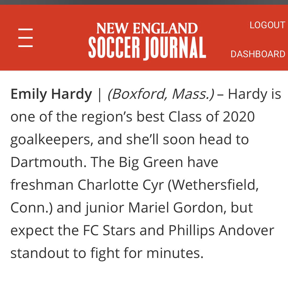 NE soccer journal highlight 20 in Class of 20 poised to make an impact!