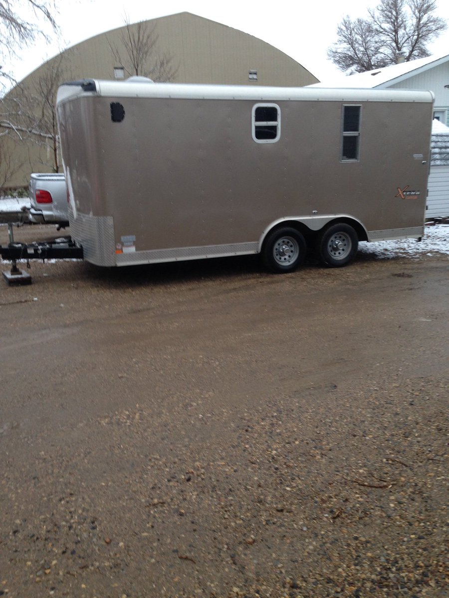 DmytriwT's tweet image. STOLEN from Alameda,Sk overnight Nov 15 or early morning Nov 16/2019. 2007 mirage 8x16 cargo trailer brown/beige in color.  RT’s appreciated.  @RCMPSK
