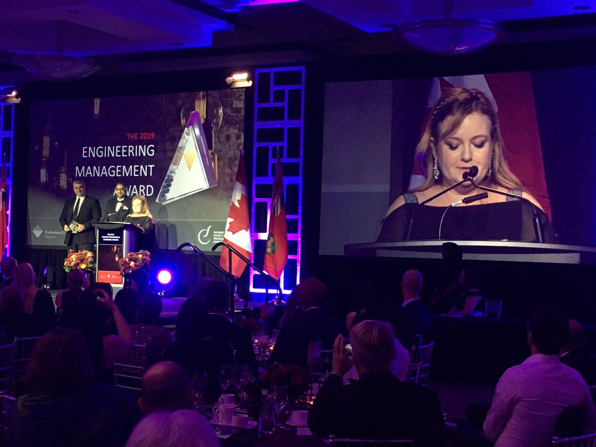 “An effective manager collaborates and makes team members feel valued” - <a href="/IreneSterian/">Irene Sterian</a>, P. Eng., while accepting the #Engineering Management Medal At the #OPEA2019