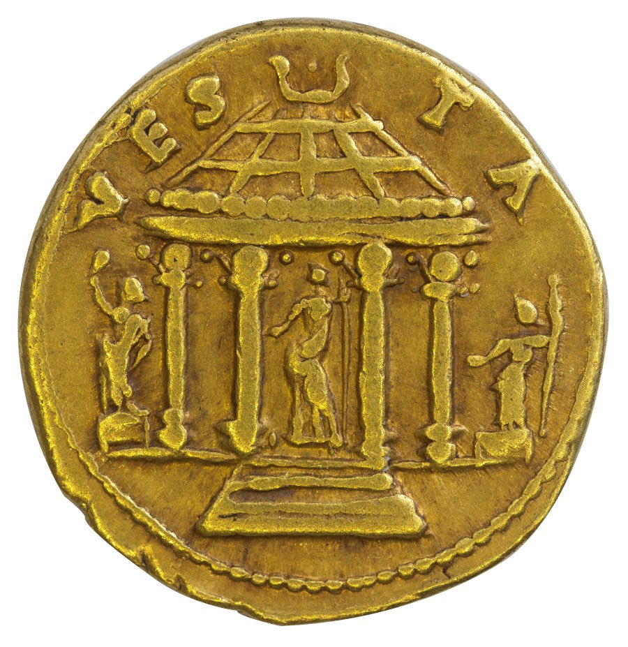MSR_Tlse's tweet photo. Le 17 novembre 9 naissait le futur empereur romain #Vespasien.
Il figure sur cet aureus frappé en 73.
Au revers, la représentation du temple de Vesta illustre la reconstruction de Rome par Vespasien après les guerres civiles.

ℹ️ https://t.co/L1j3Tsp0eR

#OnThisDay #Vespasian https://t.co/ZIxVSYOB9g