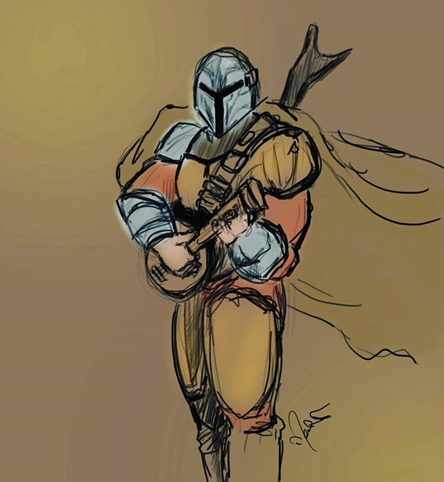 artbymelw's tweet photo. I had to do a very quick sketch of that great new series on Disney! Who's enjoying The Mandolin... I mean The Mandalorian...
#disney #themandalorian #starwars #bountyhunter #mandalorian #funny #wip #mandolin #instrumentI had to do a very quick sketch of that great new series… https://t.co/uhdpeKZ1fL