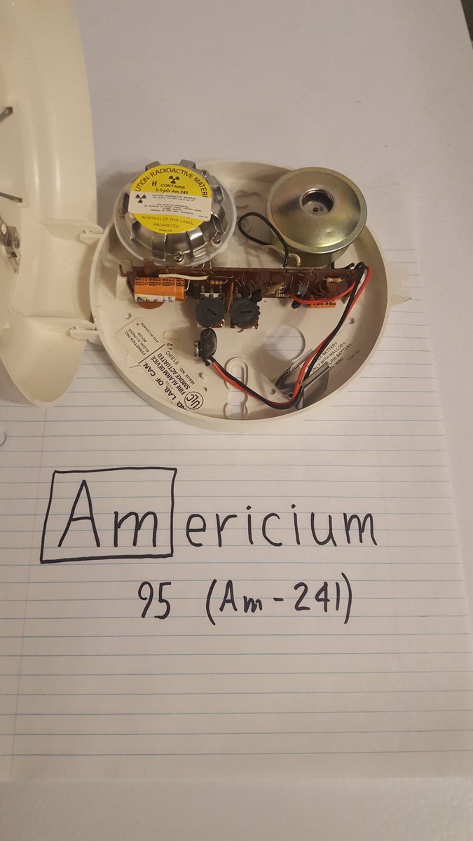 ConradKnauer's tweet image. Radioactive #RealTimeElements

Americium in a smoke detector.