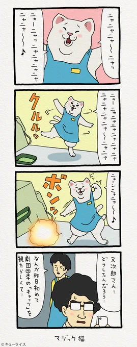 4コマ漫画レジネコ。「タネも仕掛けもございません」by店長  