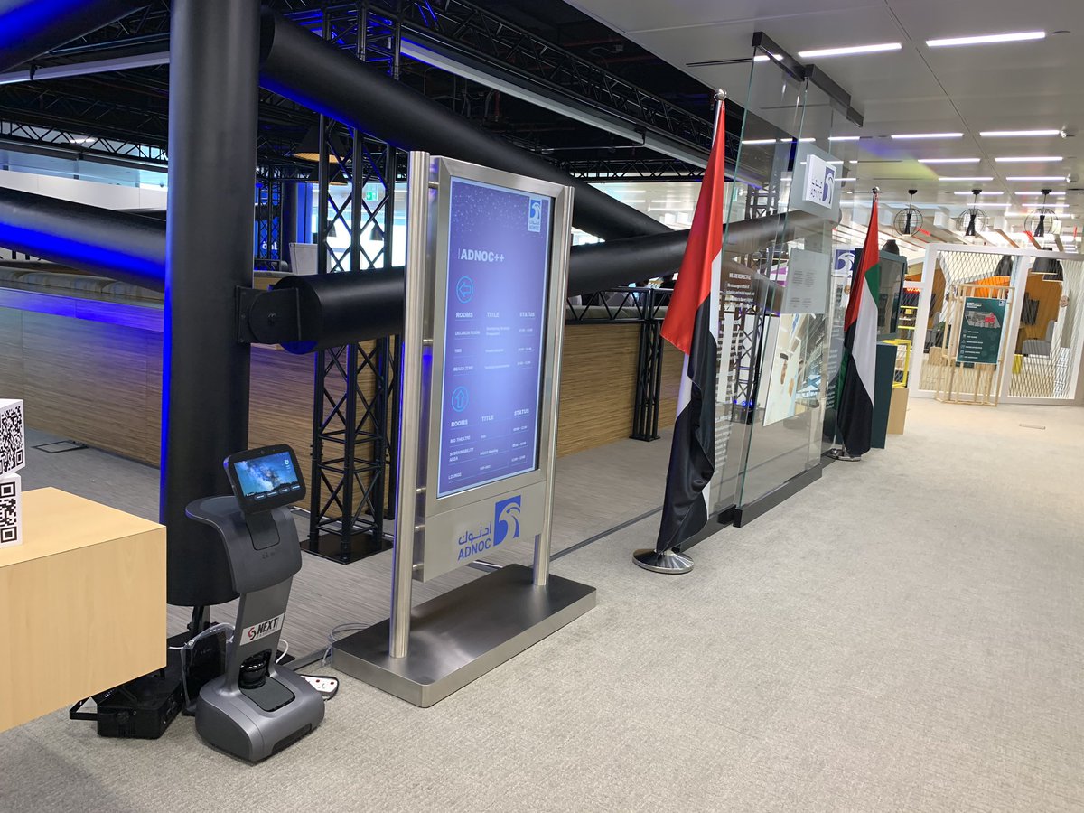 shaik99's tweet photo. All set for a week long event. @robotemi Lynx and @Amazon Echo Show is ready to show off. #NLP #AI #nextuae #UAE https://t.co/EmjIzPLcTe