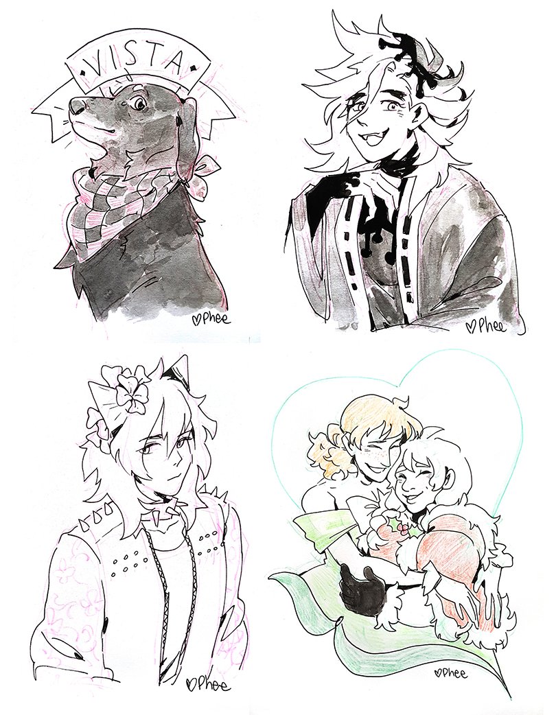 [commission] batch of sketch comms, gonna get these packed up and sent out tonight :D 