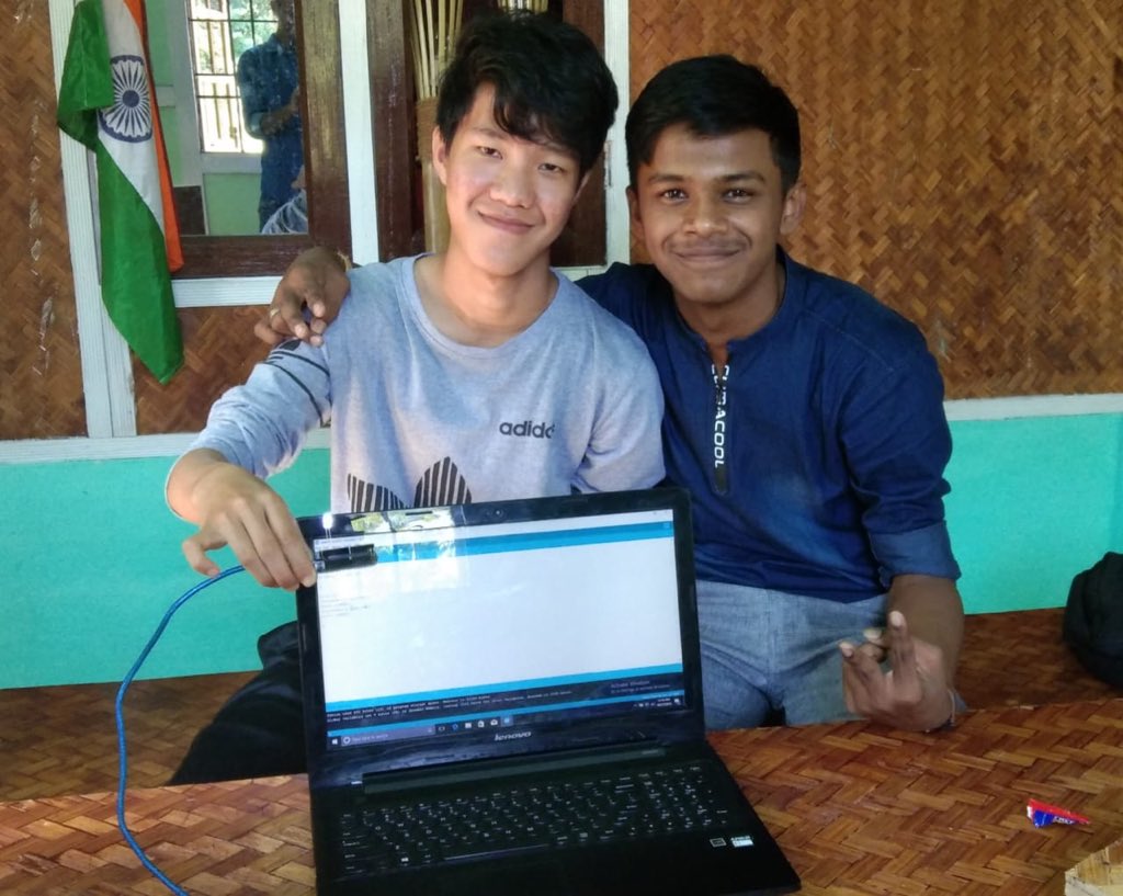 Let’s innovate something for our community. Students from #Arunachal sharing their coding skills by inventing small robots for daily activities.