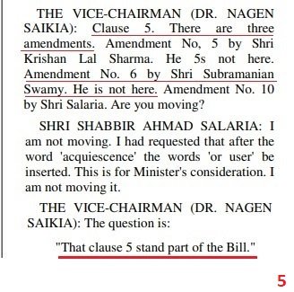 It will be interesting for Swamy supporters is to know what stand he took during debate..Not only he considered this bill was the best way of solving problems, but urged to enact it as a method..He wanted to bring amendment to Section 5, which excluded Ram Janmabhoomi/Babri+8/23