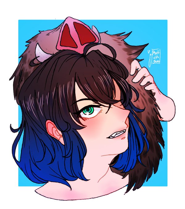 salt-shaker boi🧂 || back from the dead (college)さんがTwitterに投稿した嘴平伊之助(鬼滅の刃)のイラスト。