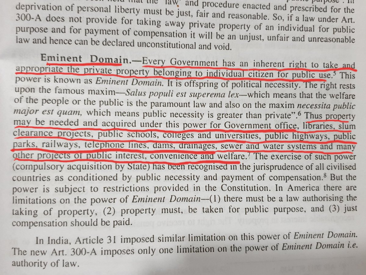 + morals, general welfare, security, prosperity and contentment of all the inhabitants or residents within a given political division.Another term which is regularly invoked by Swamy is 'eminant domain'.Even 'Eminent Domain' has clearly laid down what is 'Public Purpose'16/23