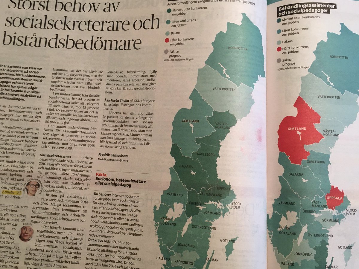 vision_fack's tweet photo. Bristen på socialsekreterare har sjunkit något men är fortfarande stor. Det visade #vision_fack s senaste #socialchefsrapport. Bra artikel i @DNEkonomi idag. #framsoc https://t.co/1jToz60Lzo