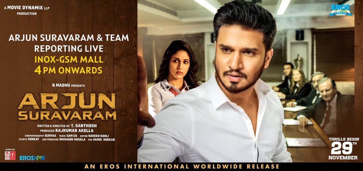 Nikhil Siddhartha (@actor_nikhil) on Twitter photo Hey guys <a href="/Itslavanya/">Lavanya konidela tripathi</a> and me Are going for a Sudden Visit to INOX GSM mall Miyapur at 4 pm today.. To Launch the 1st Release Date Standee of #ArjunSuravaram
Come say Hi to us if ur there 🤓😇 Hey guys <a href="/Itslavanya/">Lavanya konidela tripathi</a> and me Are going for a Sudden Visit to INOX GSM mall Miyapur at 4 pm today.. To Launch the 1st Release Date Standee of #ArjunSuravaram
Come say Hi to us if ur there 🤓😇