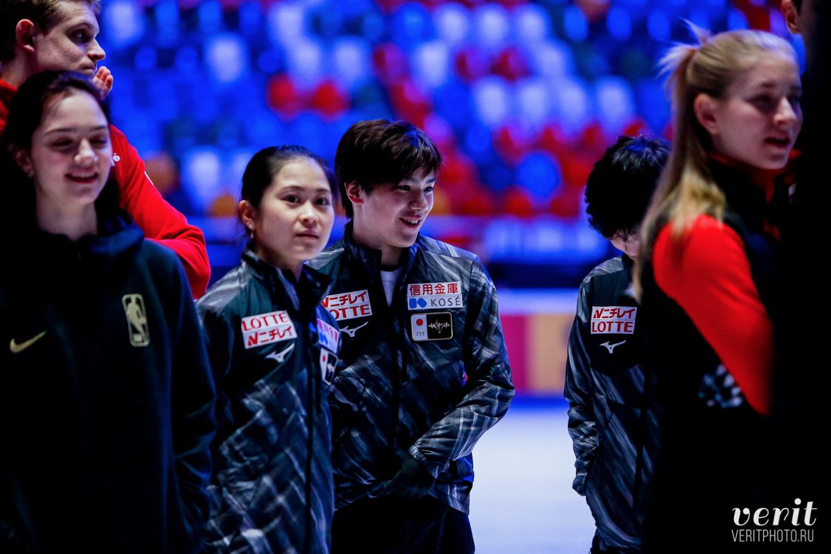 Team Japan smiles☺️ #ShomaUno #宇野昌磨 #SatokoMiyahara #宮原知子 #KazukiTomono #友野一希 #RostelecomCup2019