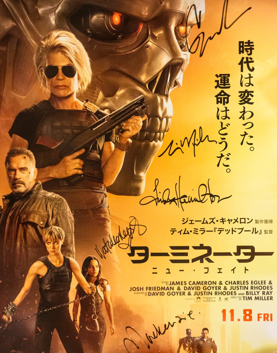 \サイン入りポスタープレゼント🎁/
『#ターミネーター:ニュー・フェイト』大ヒット記念!#リンダ・ハミルトン ら来日キャスト4名&監督のサイン入りポスターを抽選で1名にプレゼント✨
フォロー&RTで応募完了👌11/28 23:59締切、当選者にはDMでご連絡✉️
https://fansvoice.jp/2019/11/09/terminator-df-interview/ …