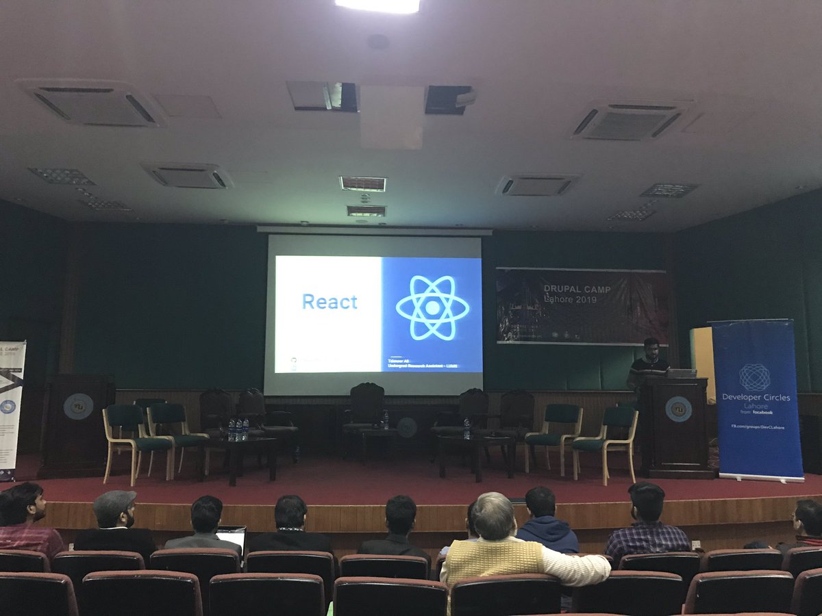 drupakpakistan's tweet image. @reactjs session in #Drupal Camp #Lahore by Taimoor Ali of @facebook Developer Circles Lahore our partners for Drupal Camp Lahore  @drupalassoc #drupalcamplahore #drupalcamp #drupalcamplahore2019