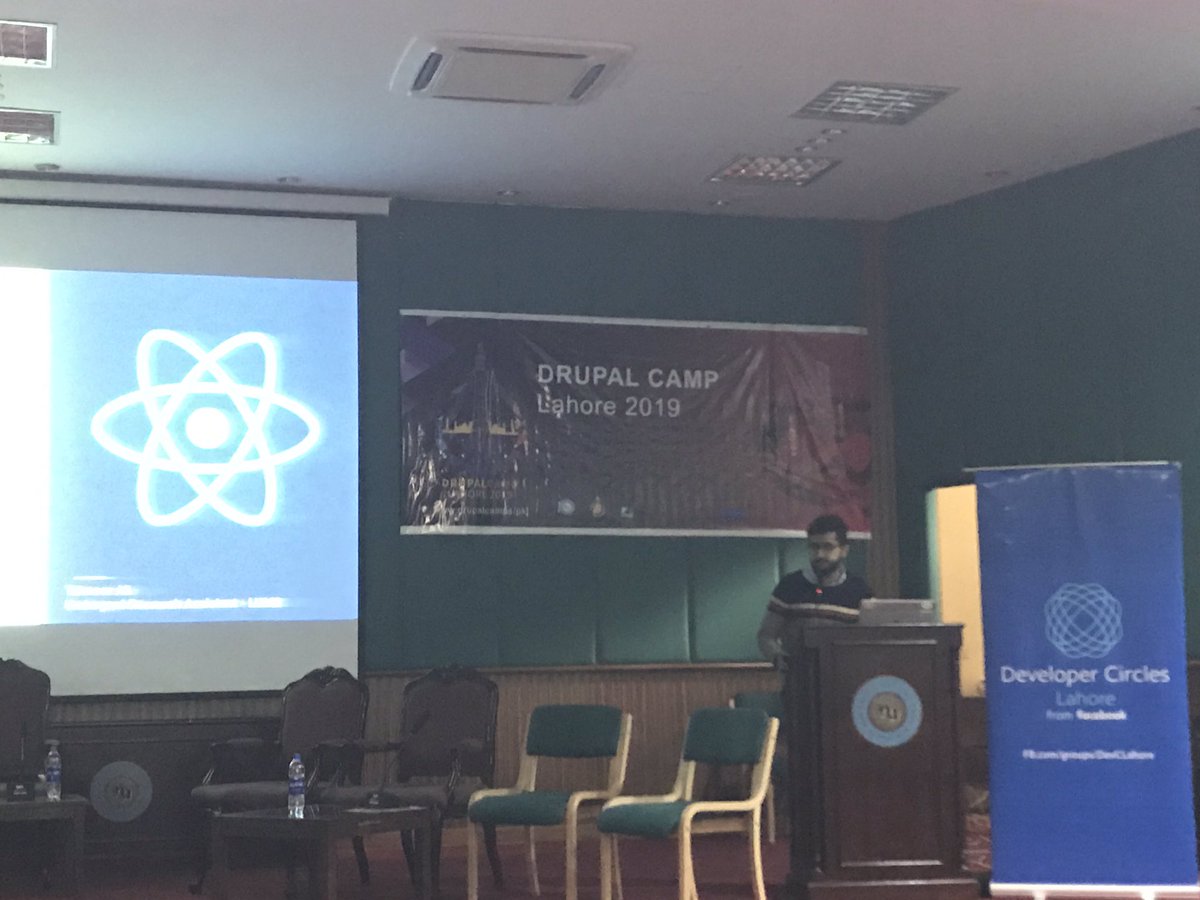 drupakpakistan's tweet image. @reactjs session in #Drupal Camp #Lahore by Taimoor Ali of @facebook Developer Circles Lahore our partners for Drupal Camp Lahore  @drupalassoc #drupalcamplahore #drupalcamp #drupalcamplahore2019