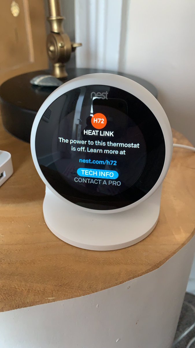 ShazamBlau's tweet photo. @nestsupport Hi, had a guest unplug the NEST thermostat overnight and now getting the following h72 error despite the NEST being plugged in again: https://t.co/0N1dGxXBap