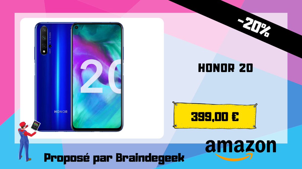 braindegeekBP's tweet image. Hey la #TeamHonor le #Honor20 est à -20% 🔥
➡️amzn.to/2OnYBCw
#BONPLAN #PROMO