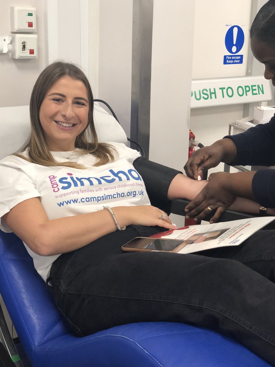 <a href="/CampSimchaUK/">Camp Simcha UK</a> staff member Sammy giving vital blood this #mitzvahday. Making a huge difference to seriously ill children who need a blood transfusion and transplants. Fabulous to partner with <a href="/JoelyBearAppeal/">Joely Bear Appeal</a> again.