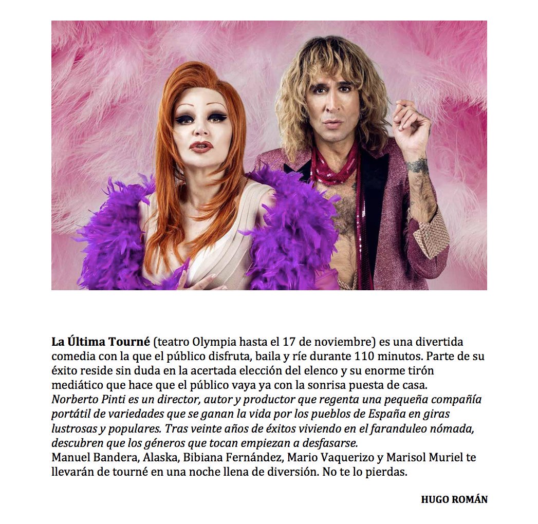 HugoRomanB's tweet image. No te pierdas hoy las últimas sesiones de #Laultimatourne en el @teatroolympia