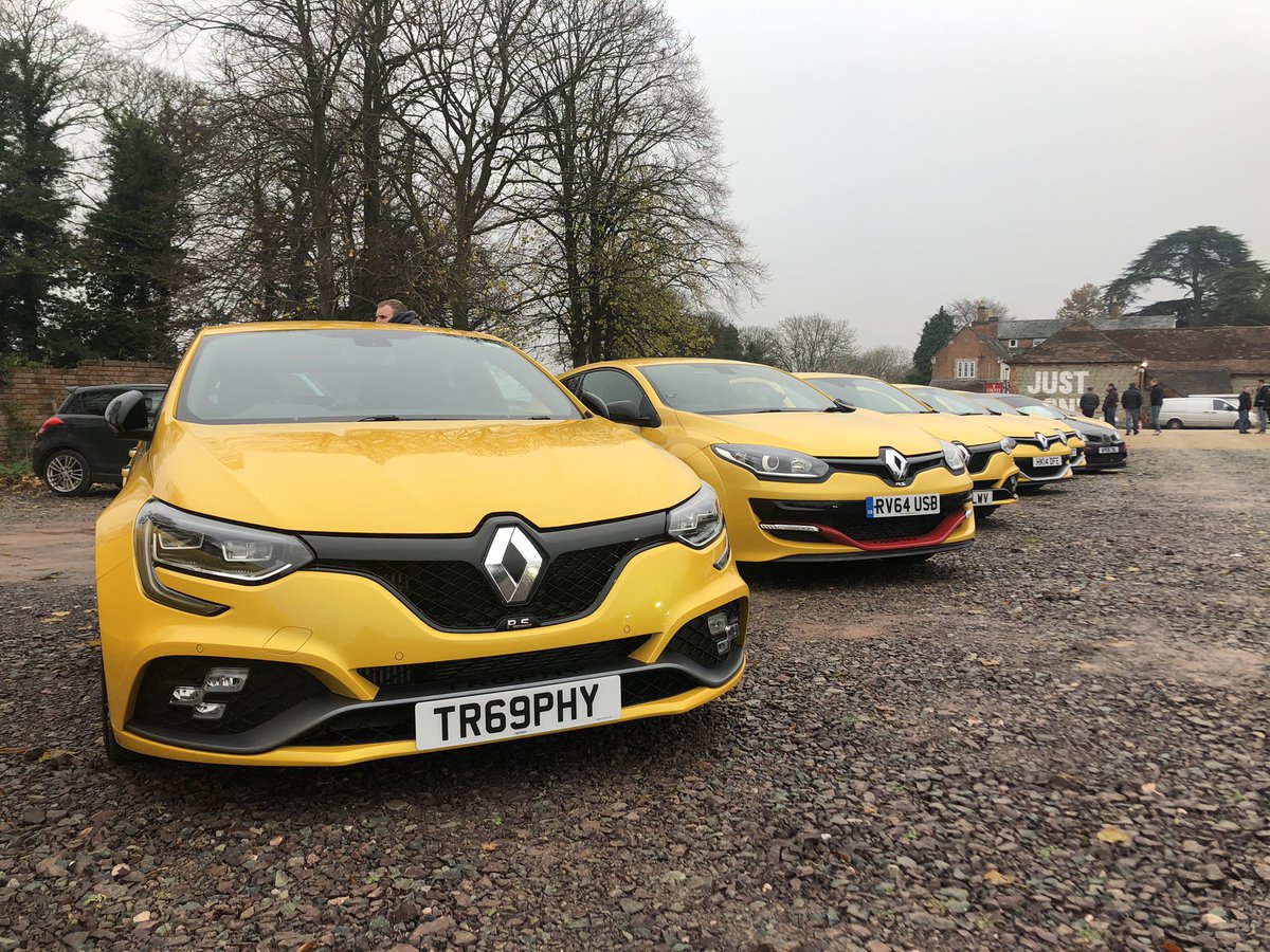 RenaultUKPR's tweet photo. Renault Sport gathering at Caffeine &amp; Machine today. Megane R.S. Trophy-R on display alongside its record-breaking stablemates... https://t.co/3GoUGu59ig