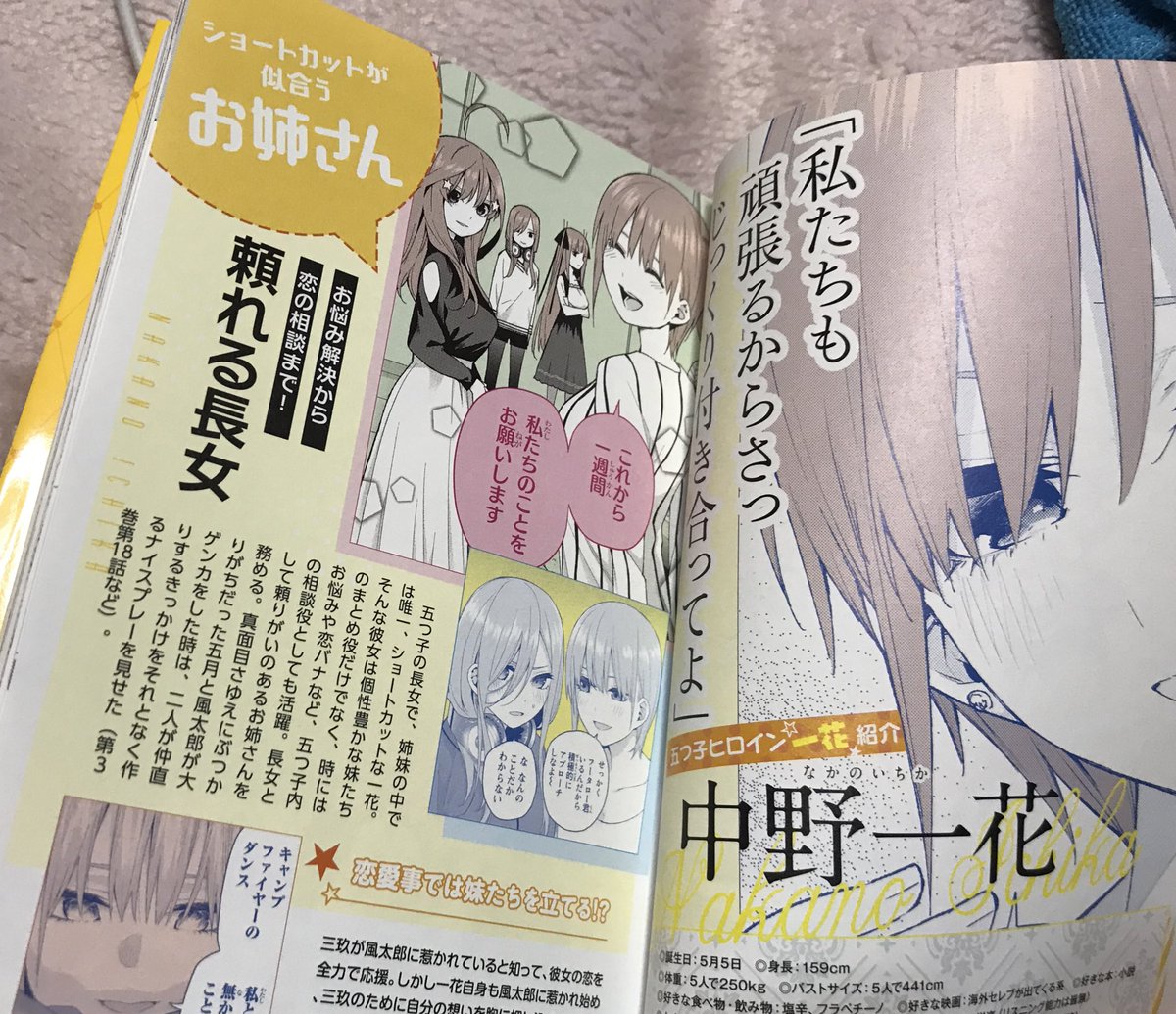 五等分の花嫁 キャラクターブック 一花 ネットでの評価 感想まとめ ねぎ先生のインタビューやネーム良かったな 電書速報 電子書籍新聞