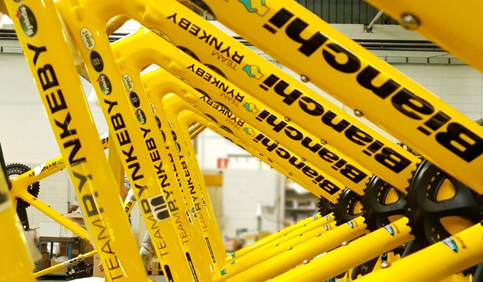 Team Rynkeby (@teamrynkeby) on Twitter photo The #TeamRynkeby charity bike riders will get every opportunity to put good mileage in their legs before the upcoming summer’s cycling trip to Paris. The first yellow <a href="/BianchiOfficial/">Bianchi Official</a> bikes are being delivered to the bike riders just now team-rynkeby.com/news/kopi-af-n… The #TeamRynkeby charity bike riders will get every opportunity to put good mileage in their legs before the upcoming summer’s cycling trip to Paris. The first yellow <a href="/BianchiOfficial/">Bianchi Official</a> bikes are being delivered to the bike riders just now team-rynkeby.com/news/kopi-af-n…