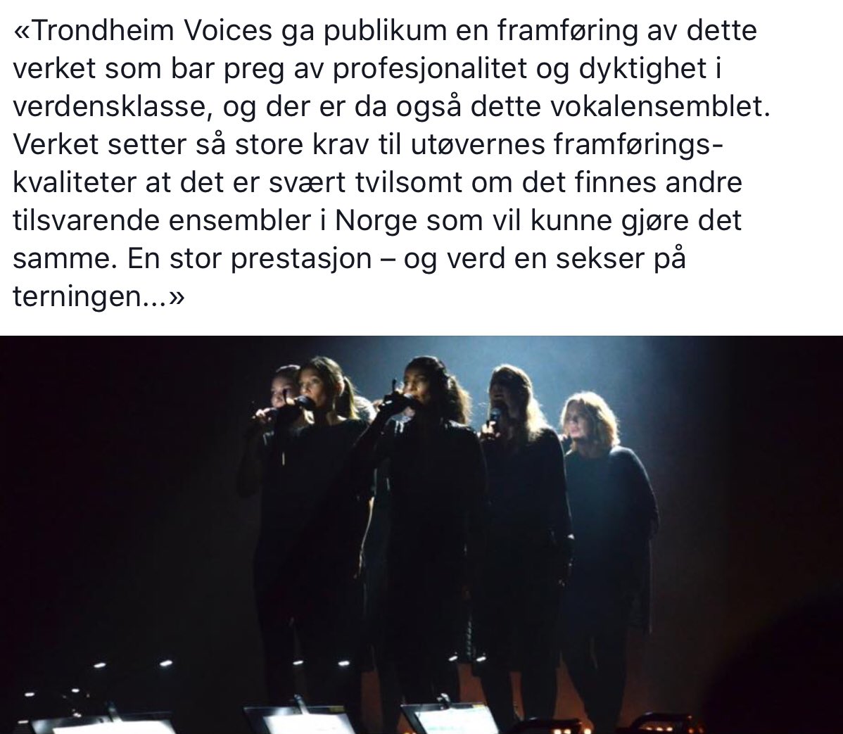 Avisa Nordland om Trondheim Voices sin framføring av Ekkokammer 2.0 på Stormen sitt femårsjubileum under Nordic Music Days. Tusen takk!