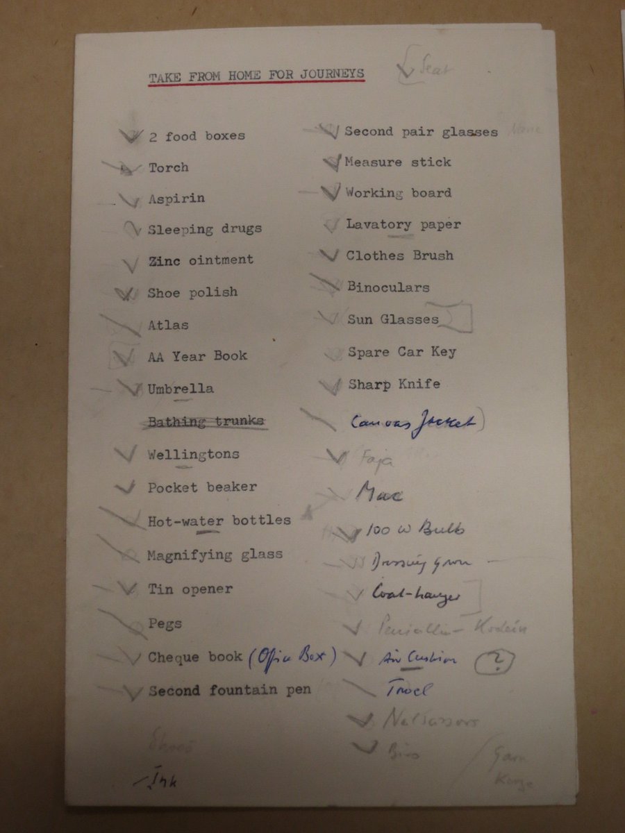 bringyourownsun's tweet image. Although I am really enjoying #ToDoListHistoire on French-speaking twitter atm, I have the painful task to inform everyone that #NikolausPevsner 'a tué le game' a long time ago. Here is his actual 'Take from home for journeys' list for the #BuildingsOfEngland research trips.