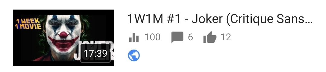 marathonnateg72's tweet photo. Ca y est. Mon premier #1Week1Movie sur #JokerMovie a atteint les 100 vues. Un nombre symbolique. 
Et déjà beaucoup d'évolution depuis. 
Et l'envie d'en faire plus est présente. Merci à toutes et tous. https://t.co/cw24NQIwdZ