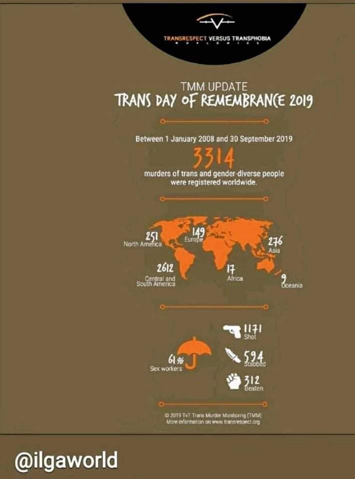 Trans Day of Remembrance Wednesday 20th November.