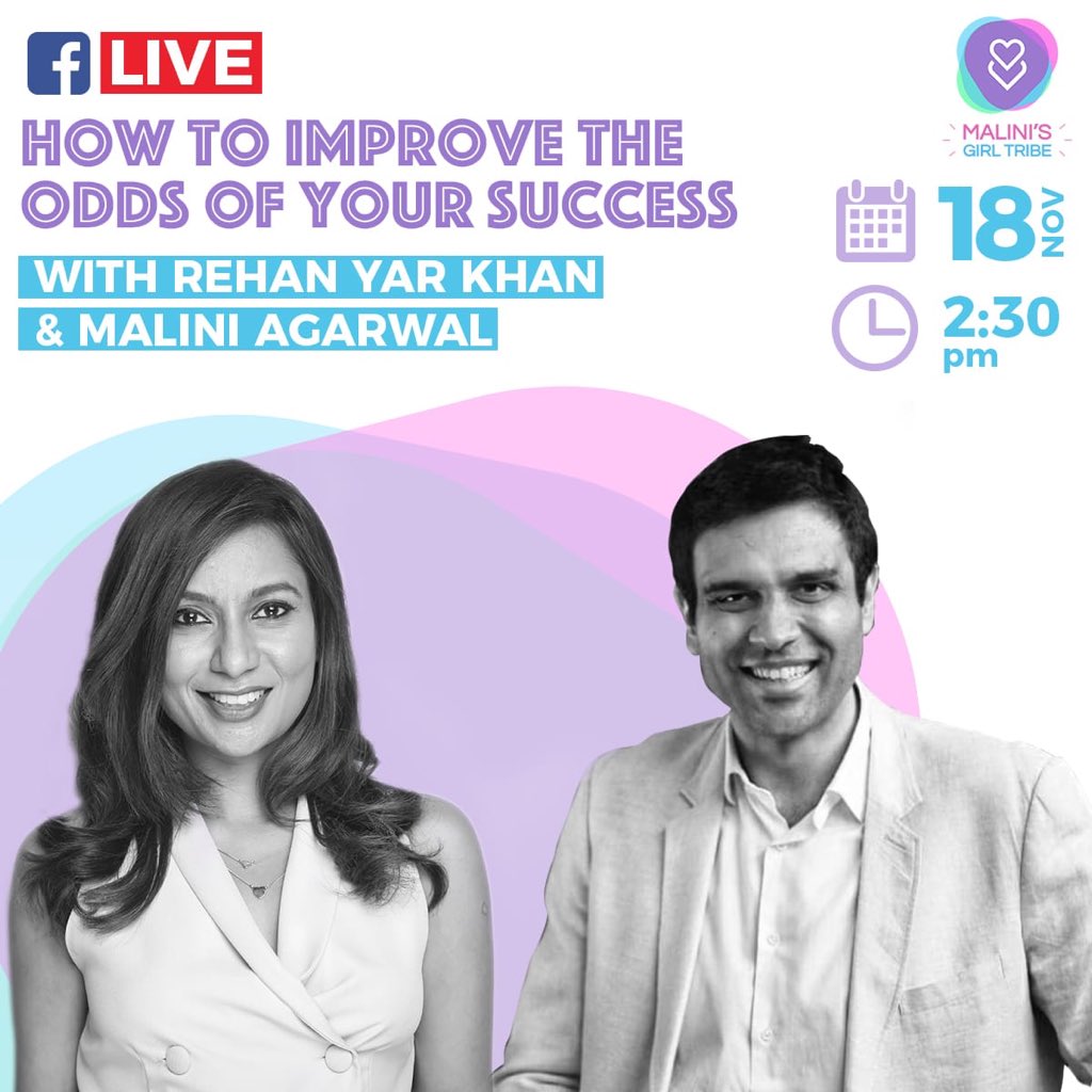 MissMalini's tweet photo. Tomorrow our very own boss lady @maliniagarwal will be going LIVE with @rehanyarkhan on the MissMalini Facebook page and talking all about his new book with @bobmiglani! It’s going to be a great one! #MakeYourOwnLuck #Entrepreneurship #Career #Success #mmgirltribe https://t.co/SdiaeymNav