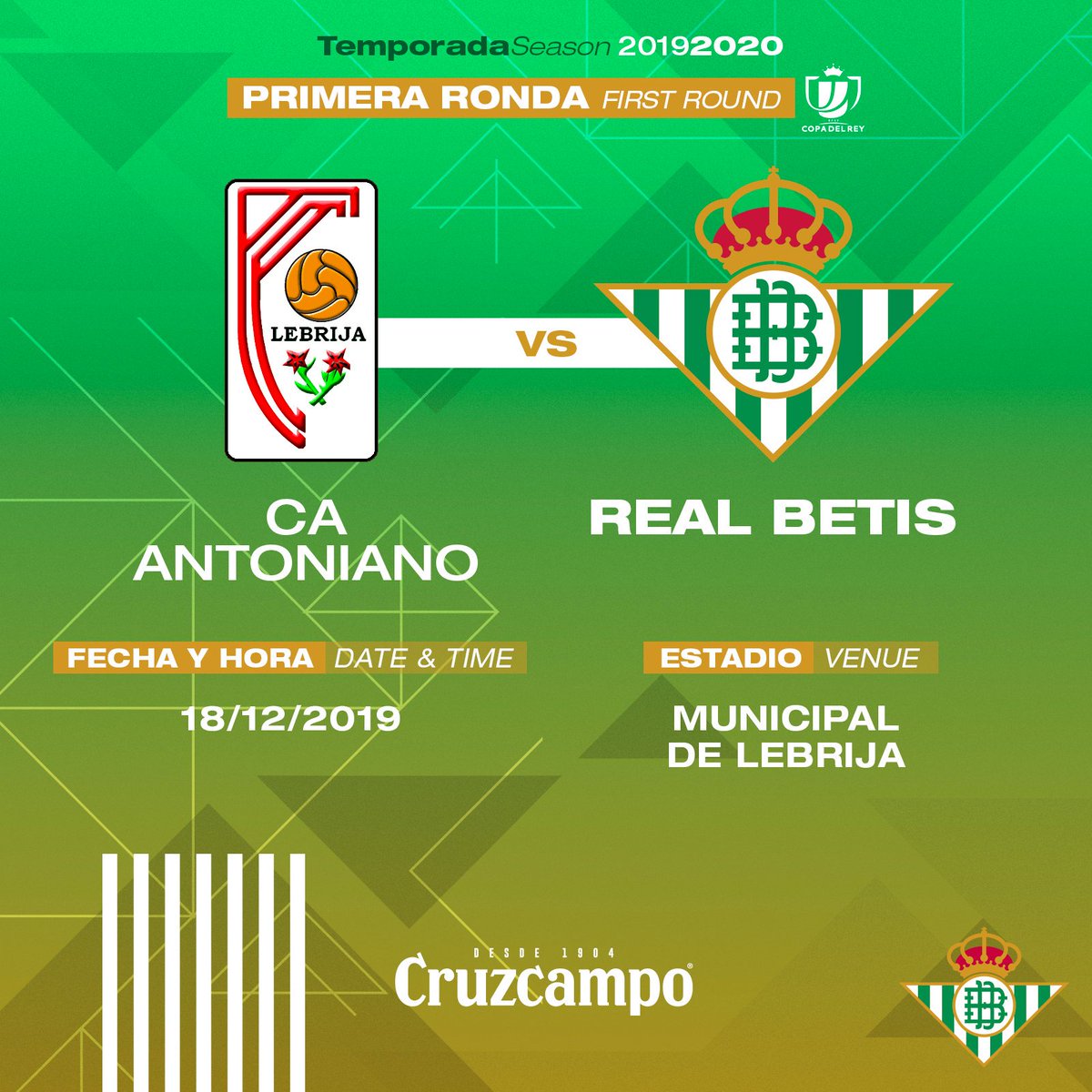 El CA Antoniano, rival del #RealBetis en la primera ronda de la Copa del Rey 🏆⚽💚

¡Nos vemos en un mes, <a href="/CAAntoniano/">Club Atlético Antoniano Grupo Velázquez</a>! 😉