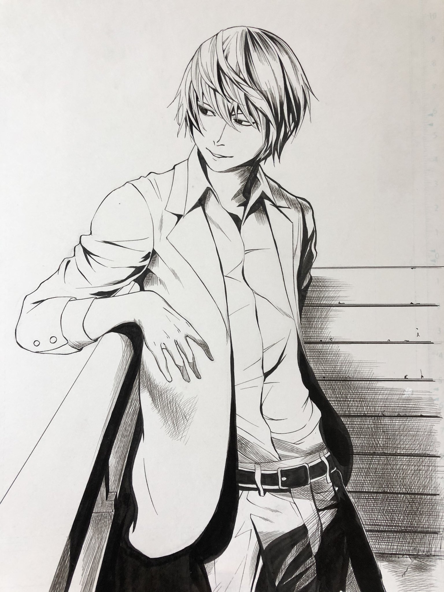 Haruichi デスノート夜神月 イラスト アナログイラスト T Co Lcz6hi7gp8 Twitter