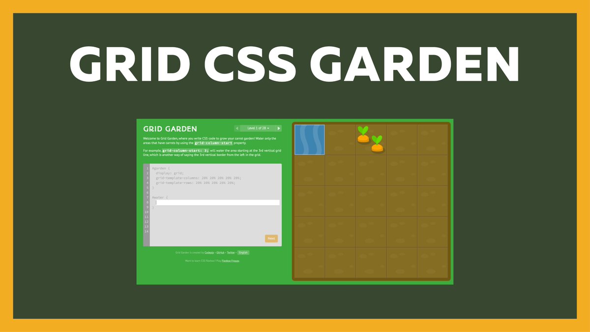 annblok_webdev's tweet image. GRID CSS GARDEN Answers and Solutions — youtu.be/y68qGkTGf20
#css #gridcss #gridcssgarden