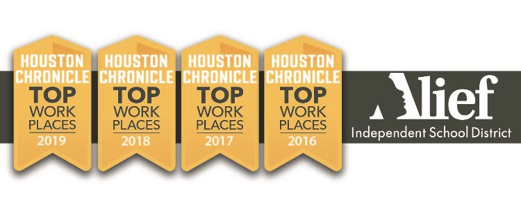 @AliefISD is proud to announce we have been named a Top Workplace by the Houston Chronicle for the 4th consecutive year (2016, 2017, 2018, 2109).  #amazingemployees 
#amazingculture topworkplaces.com/publication/ch…