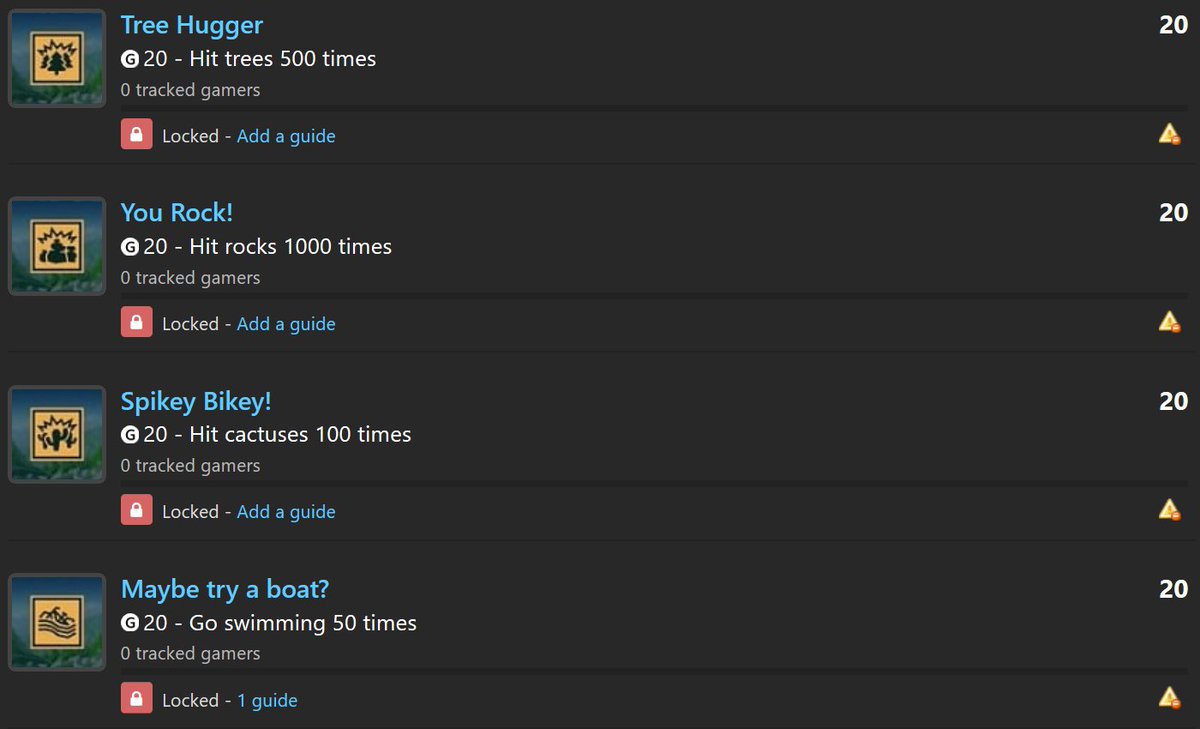 Four achievements in Lonely Mountains: Downhill are currently glitched. Will you be fixing these soon in an upcoming patch <a href="/LonelyMnts/">Lonely Mountains: Snow Riders OUT NOW!</a> <a href="/Thunderfulgames/">Thunderful Games ⚡</a>?