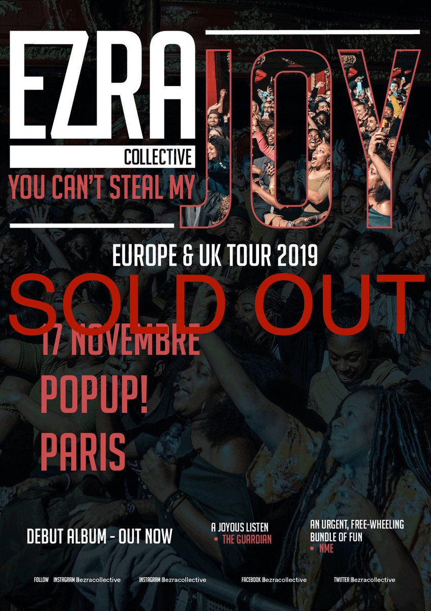 Ezra Collective (@ezracollective) on Twitter photo Paris tonight at <a href="/LePopUpduLabel/">Le Pop-up du Label</a> SOLD OUT and final show of the European tour. We saved some special energy for this one ❤️💛💚 Paris tonight at <a href="/LePopUpduLabel/">Le Pop-up du Label</a> SOLD OUT and final show of the European tour. We saved some special energy for this one ❤️💛💚