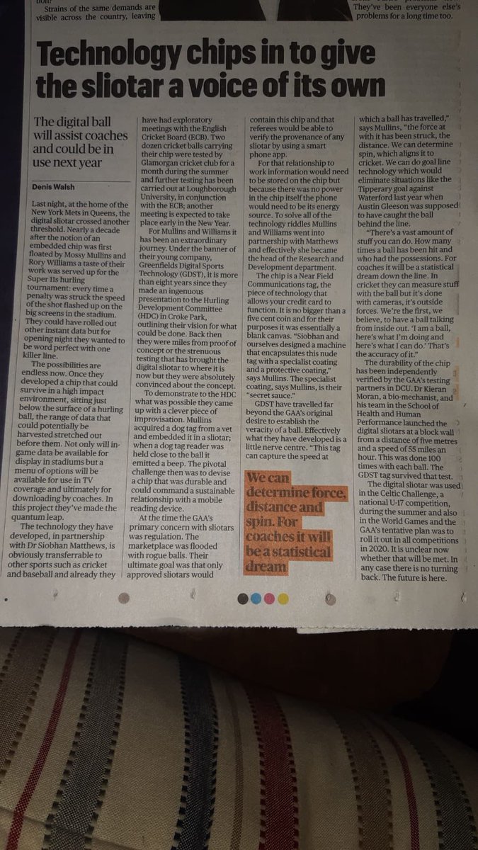 After our great success yesterday at <a href="/CitiField/">Citi Field</a> NY, with our new Dynamic Sliotar, a great article in today’s @thesundaytimes by Denis Walsh - Technology Chips In To Give The Sliotar A Voice Of It’s Own!