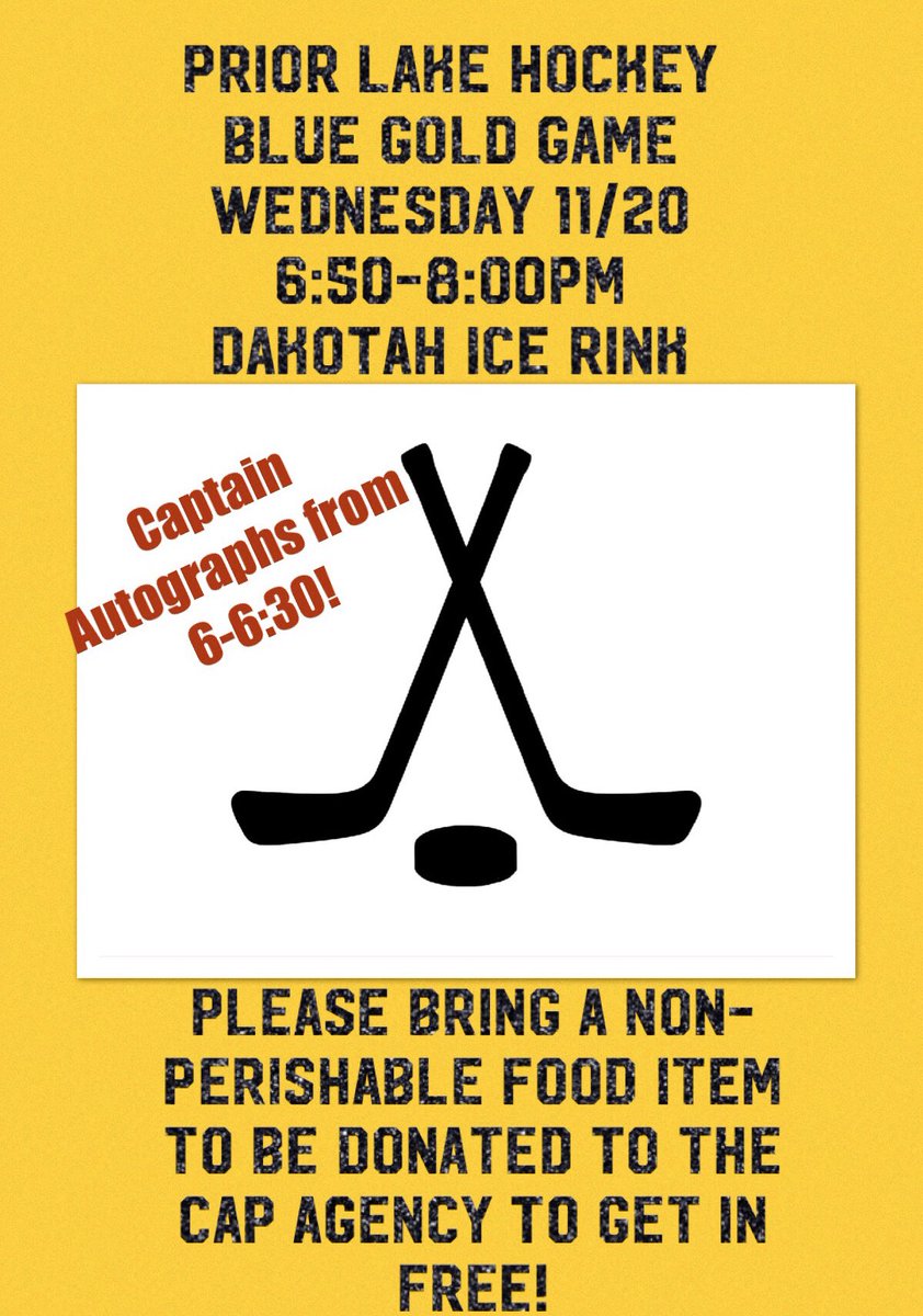 This WEDNESDAY come watch your Laker Hockey Players in our Blue Gold game! Puck drops at 6:50! Bring a canned food item and get in FREE... <a href="/PLLakers/">PL Lakers</a> <a href="/PLHSLakers/">Beth Fuller</a>