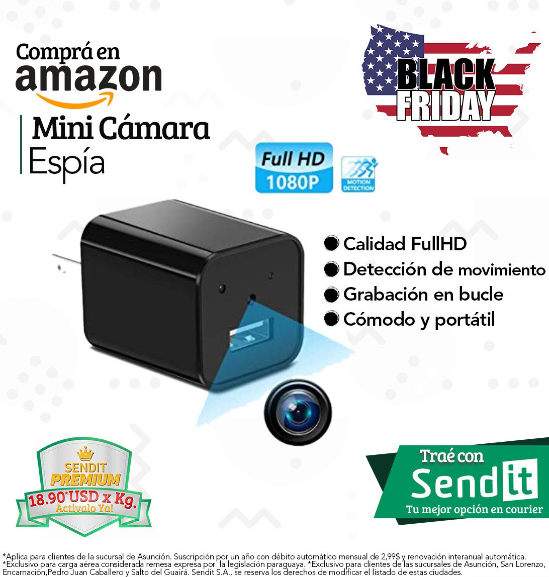 Sendit_py's tweet photo. La Mini cámara espía graba vídeo en  HD cuenta con detección de movimiento 📹
Comprá en #Amazon ingresando al link https://t.co/n8wiZYZNzj

¿No tenés tarjeta?💳 Nosotros te hacemos las compras!!
Registrate GRATIS en https://t.co/gfmx0zmuc8 https://t.co/RmmXJB8yzV