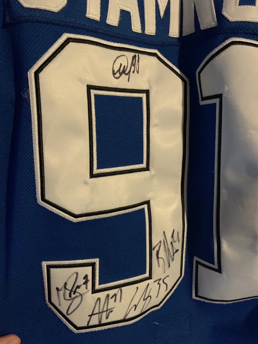KingHaas's tweet photo. I let my dad barrow my jersey to go to the Lightning game and he comes back with it autographed. He called me to make sure it was ok for him to get it signed. #FatheroftheYear https://t.co/mzMdnqaUE3