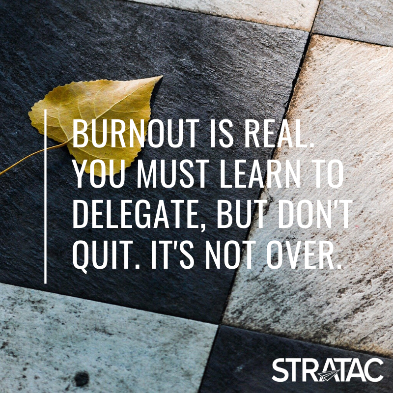 StratacM's tweet photo. Got the "S'Mondays" - where your Sunday is ruined by thoughts of impending tasks due on Monday? Leaders tend to hold onto tasks because we struggle to trust others or believe how WE do it will be much better. We go all or nothing. Take time to refresh your brain and rest. https://t.co/lussrQAD5q