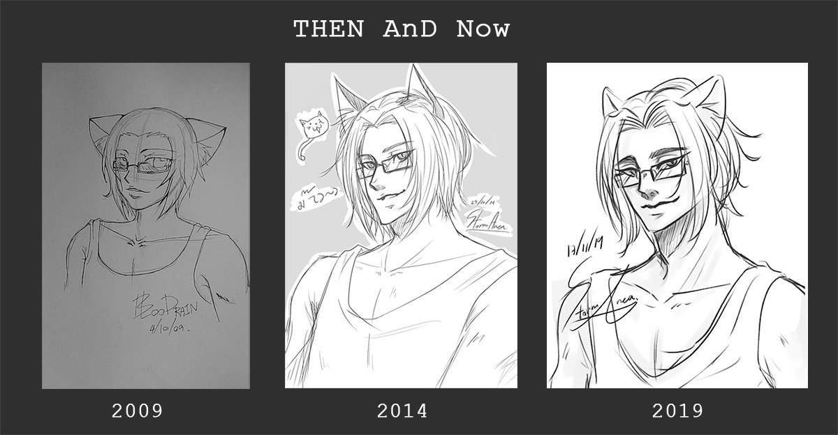 BlepieRainnie's tweet image. #drawagain 5years pass by, I think I didn't change that much from 2014 to 2019. :p