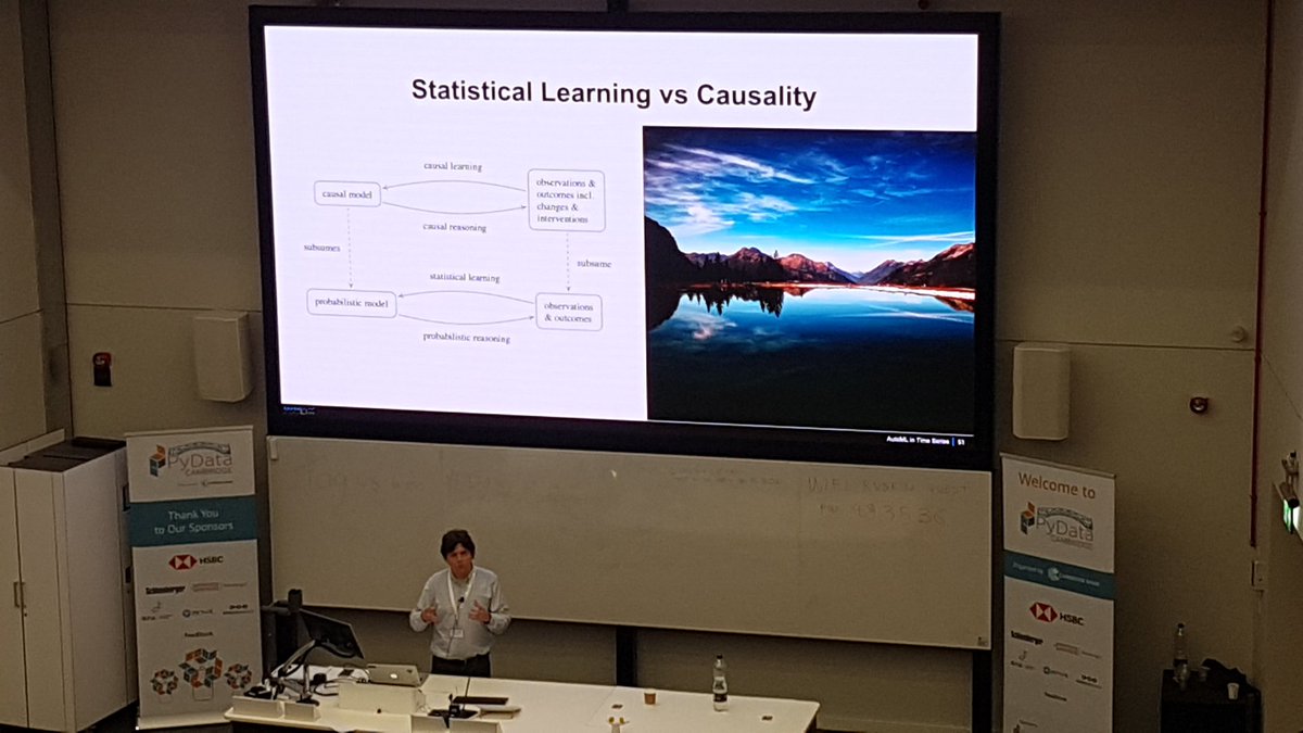 couturierc's tweet image. Clear and comprehensive presentation on time series by @MaksimSipos, from @CausaLens. I'm impressed by the range of angles touched during this talk (e.g. modeling CNN/RNN, forecasting, AutoML/hyperparameter optimization, causality).
#PyDataCambridge